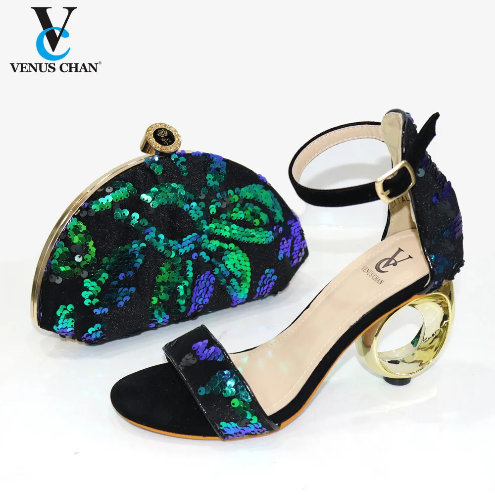 

Latest Italian Shoes with Matching Bags High Quality Women Luxury 2020 Rhinestone Wedding Party Shoe Ladies Sandals with Heels