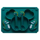 Детская обеденная Тарелка на присоске, тарелка в клетку, мультяшная пищевая добавка, чаша, детский набор силиконовых столовых приборов для обучения еде, блюдо Cuencos