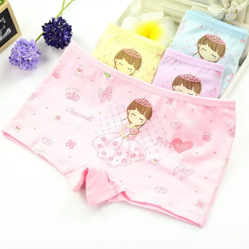4 шт./лот Мягкое хлопковое детское нижнее белье Трусы боксеры для девочек Дышащие