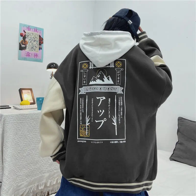 Neploha Men's Ice Printed Jackets Casual Oversize Woman Coats 2021 Fashion Japanese Style Long Sleeve Jacket Men Clothing | Мужская