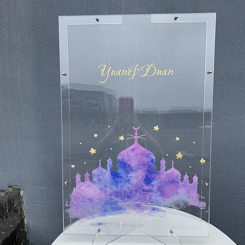 Customize Guestbook Transparent Frame Personalised Wedding Guest Book Alternative Five-Pointed Star Drop Box Top Signature