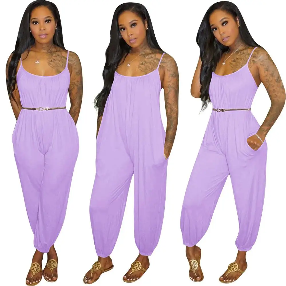 

Women's casual sleeveless roundneck jumpsuit for Summer 2020 Summer Ladies Club Jumpsuit loose-fitting ankle pants