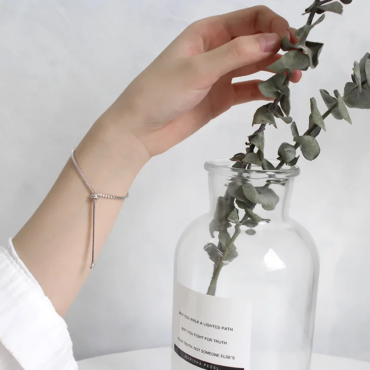 100% стерлингового серебра 925 Браслеты для женщин Хрустальная подвеска с цирконом