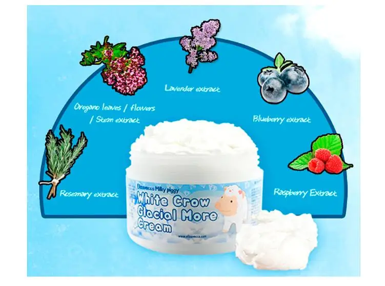 

Elizavecca White Crow Glacial More Cream 100ml Collagen Face Cream Brightens Facial Skin Whitening Wrinkle Moisturizing Cream