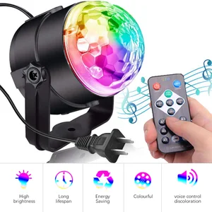 Светодиодный кристаллический Вращающийся шаровой светильник s Mini RGB, освесветильник для дискотеки с активацией звуком, музыка для рождества, вечеринки KTV