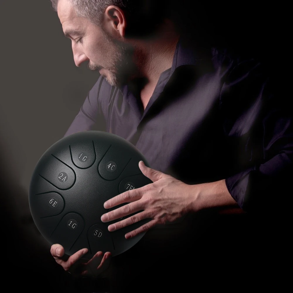 

Tongue Drum Tone Percussion Hand Pan Drum 6 inch Ethereal Rhythm Drum 8 Notes for Music Lovers Playing Accessories
