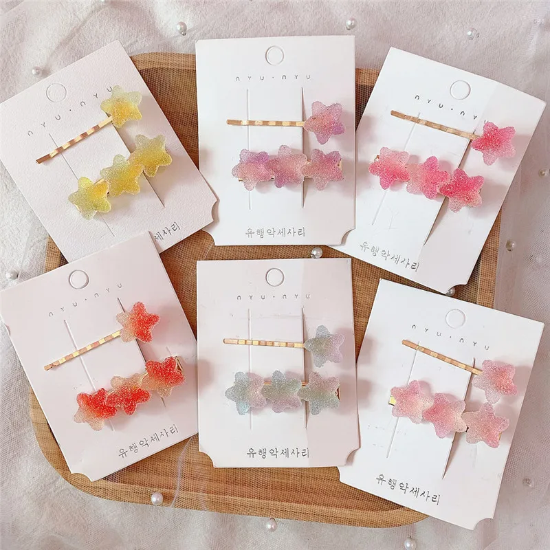 Заколка для волос Rainbow Fudge с градиентом зажим сердечками девушек аксессуары