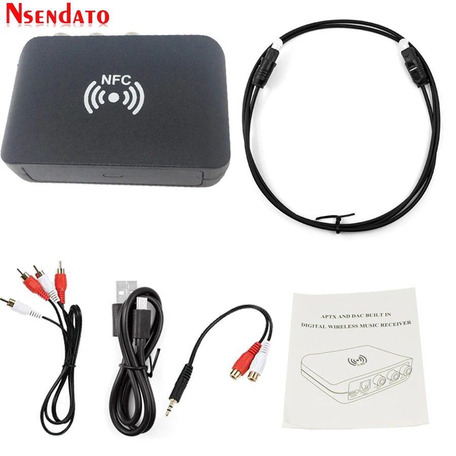 Беспроводной адаптер для цифрового аудио Hi-Fi BT 5.0 с поддержкой Aptx Low Latency, NFC, Optical SPDIF, Coaxial RCA.