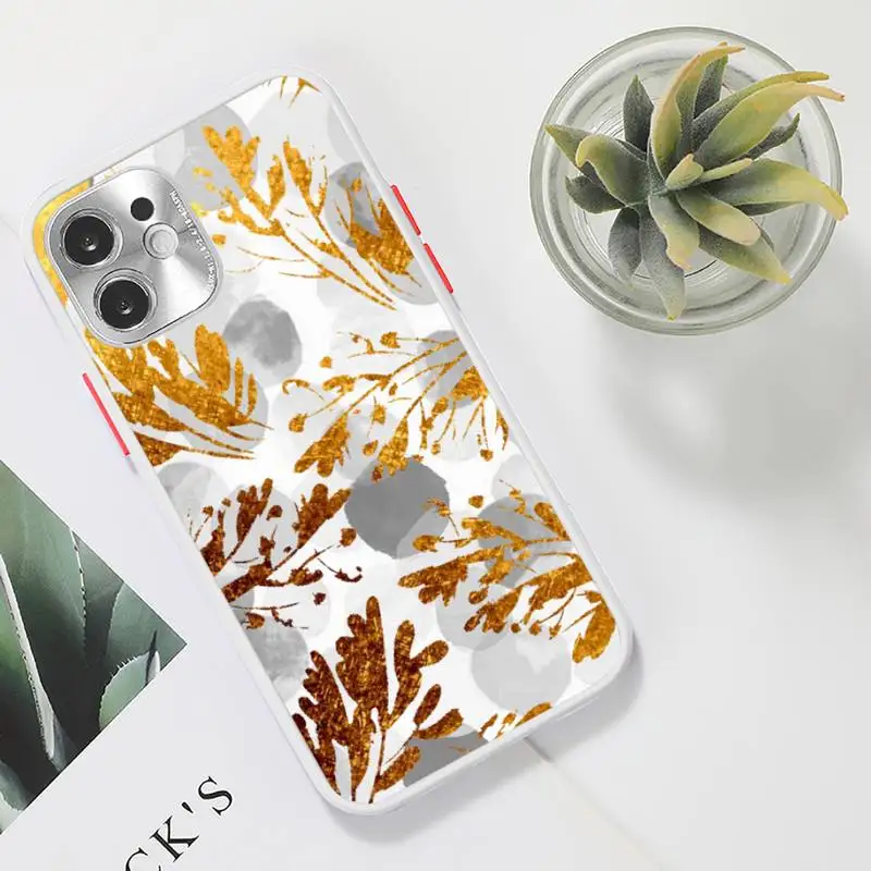 

Watercolor plants with flowers Phone Case For iPhone 12 11 Mini Pro XR XS Max 7 8 Plus X Matte transparent White Cover