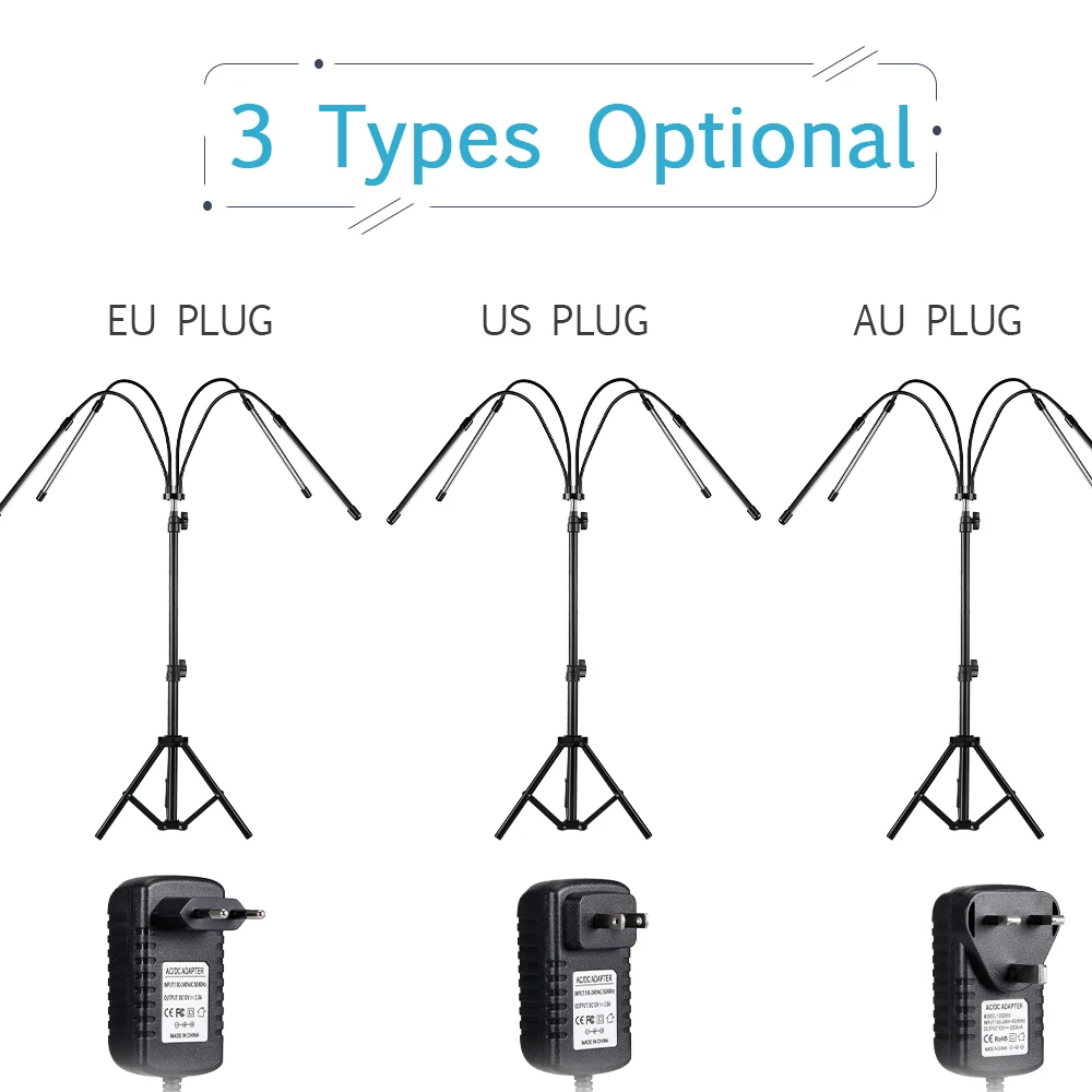 

Phyto Growing Light with Stand Plant Grow Lamps for Indoor Plants Tripod Stand Adjustable 4 Spectrum Mode with Timing 3/6/12H
