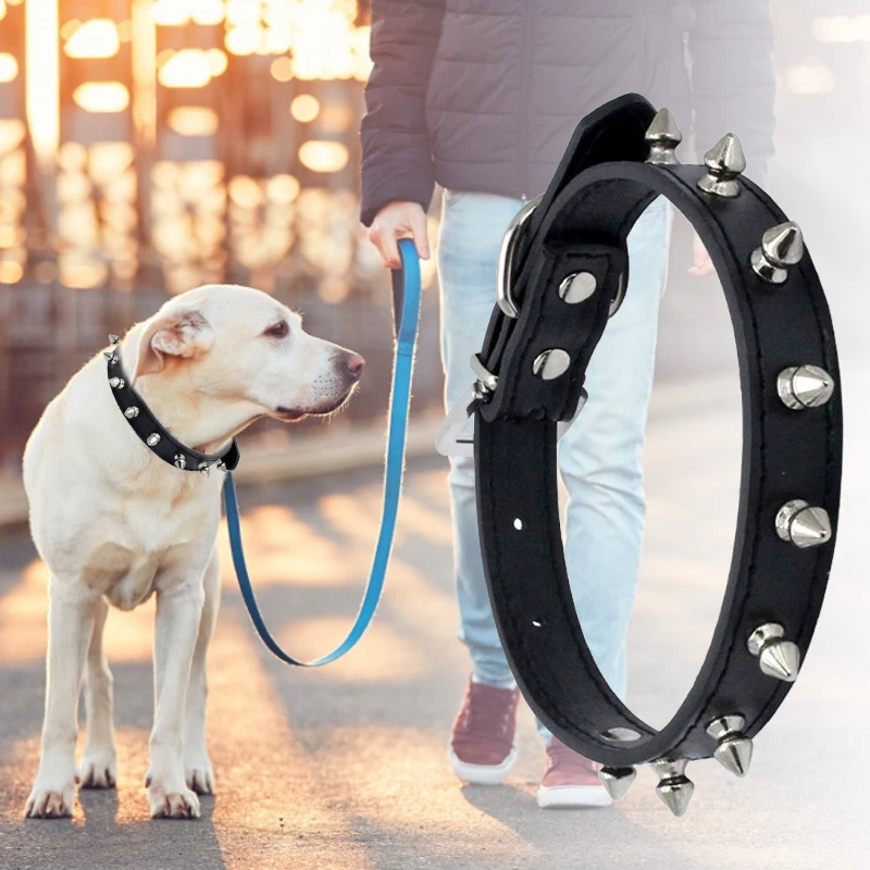 Светодиодные ошейники для собак из искусственной кожи с шипами ошейник