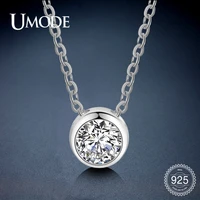 umode new 925 sterling silver solitaire cz zircon pendant necklaces for women za silver necklace long link chain jewelry uln0341