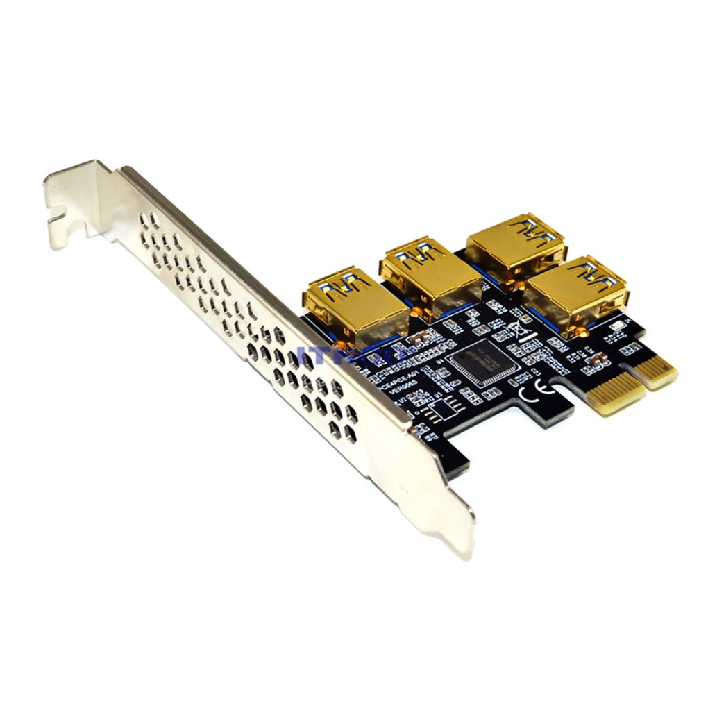 

Hot! PCI-E Expansion Card PCI-E to USB Card 1 to 4 Riser Adapter Board with 4 USB 3.0 Interfaces