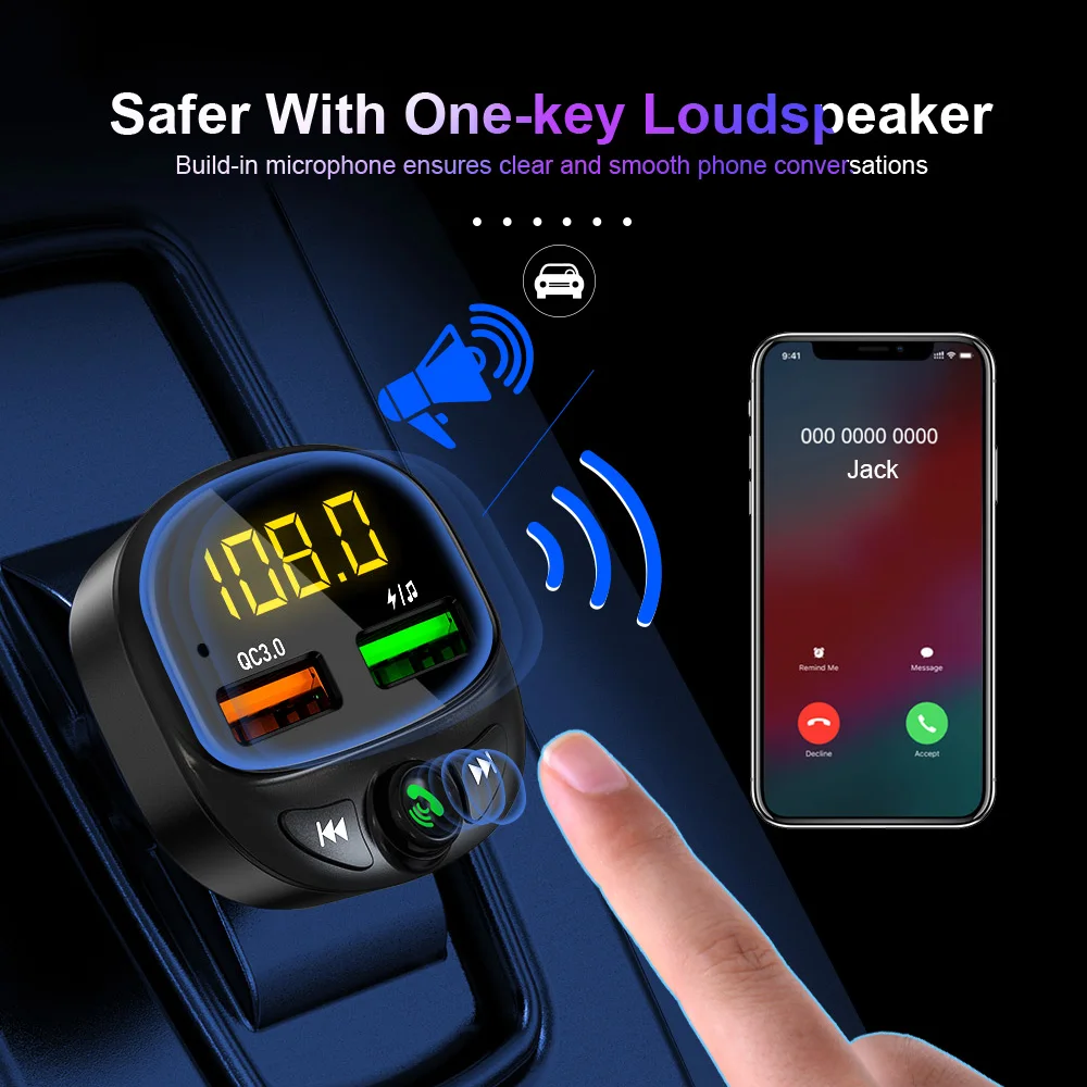 FM-трансмиттер Udyr с Bluetooth и 2 USB-портами 3 4 А | Мобильные телефоны аксессуары