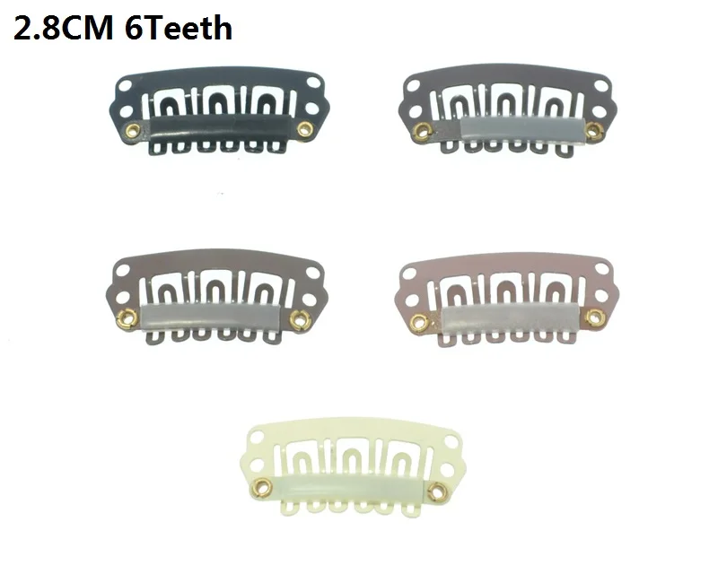 

20Pcs 6Teeth Snap-Comb Wig Clips With Rubber For Hair Extension 2.8CM Hair Snap Clips Weave Toupee Clips Styling Tools LZH0103