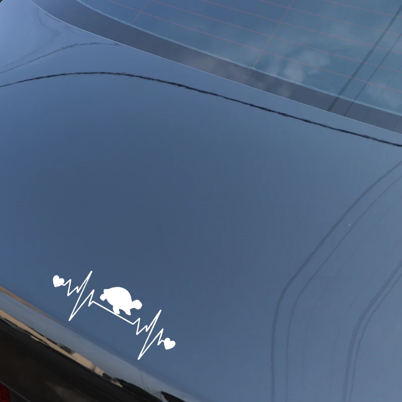 

16.4CM*6.6CM Heartbeat Tortoise Creative Car Stickers Body Of Car Decor Vinyl Decal