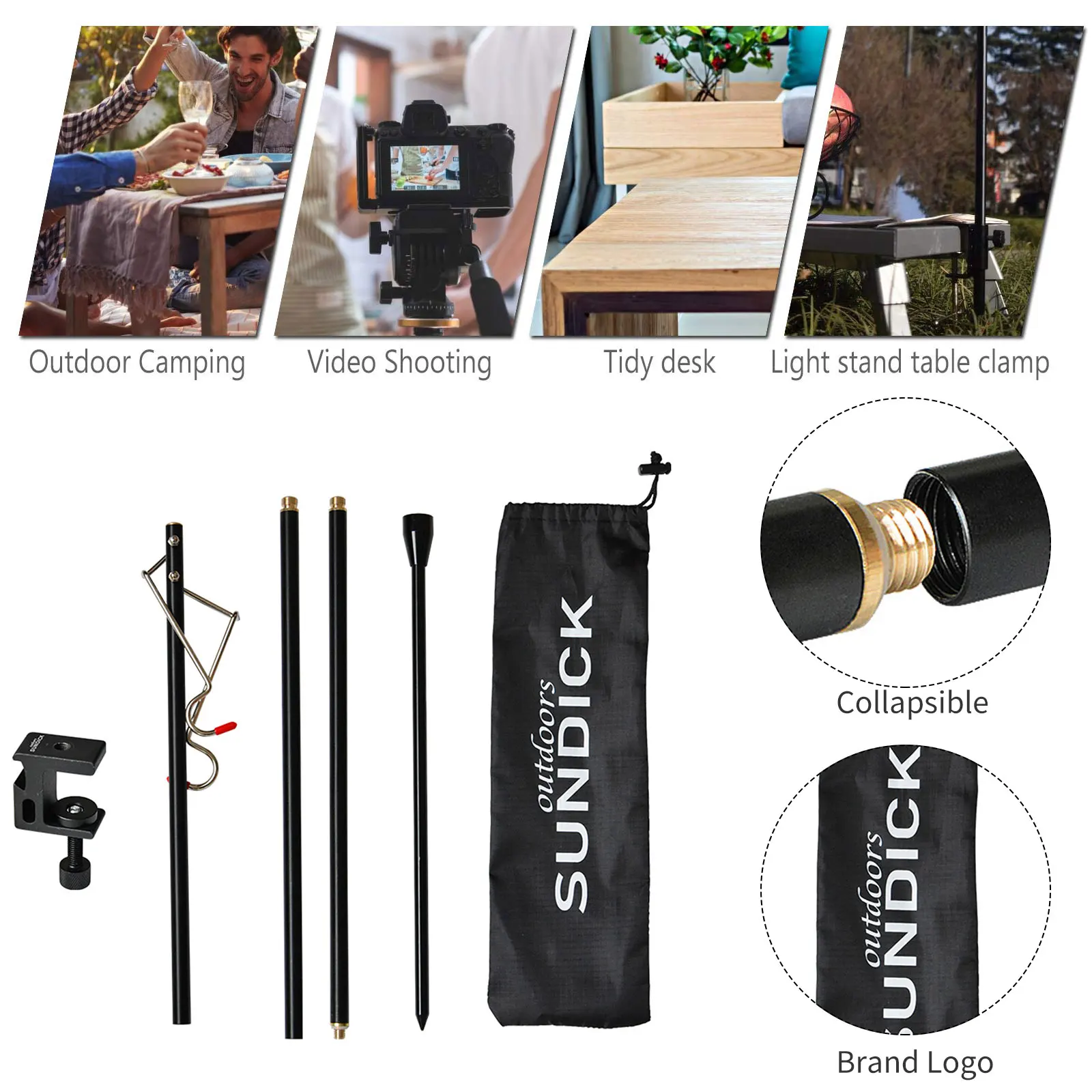 

Folding Lantern Post Pole - Portable Lamp Stand Hook, Collapsible Hanging Light Stand Holder for Camping Fishing Picnic BBQ