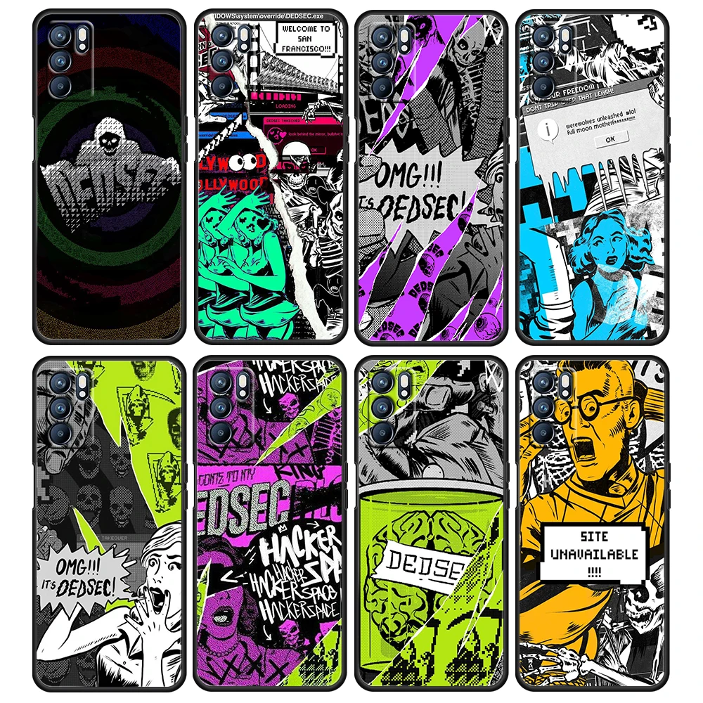 

Hot Art Watch-Dogs For OPPO Reno 6 5 4 3 2 2Z 2F Z 4F 4SE 4Z 4G 5G Pro Plus Lite Silicone Black Phone Case Cover