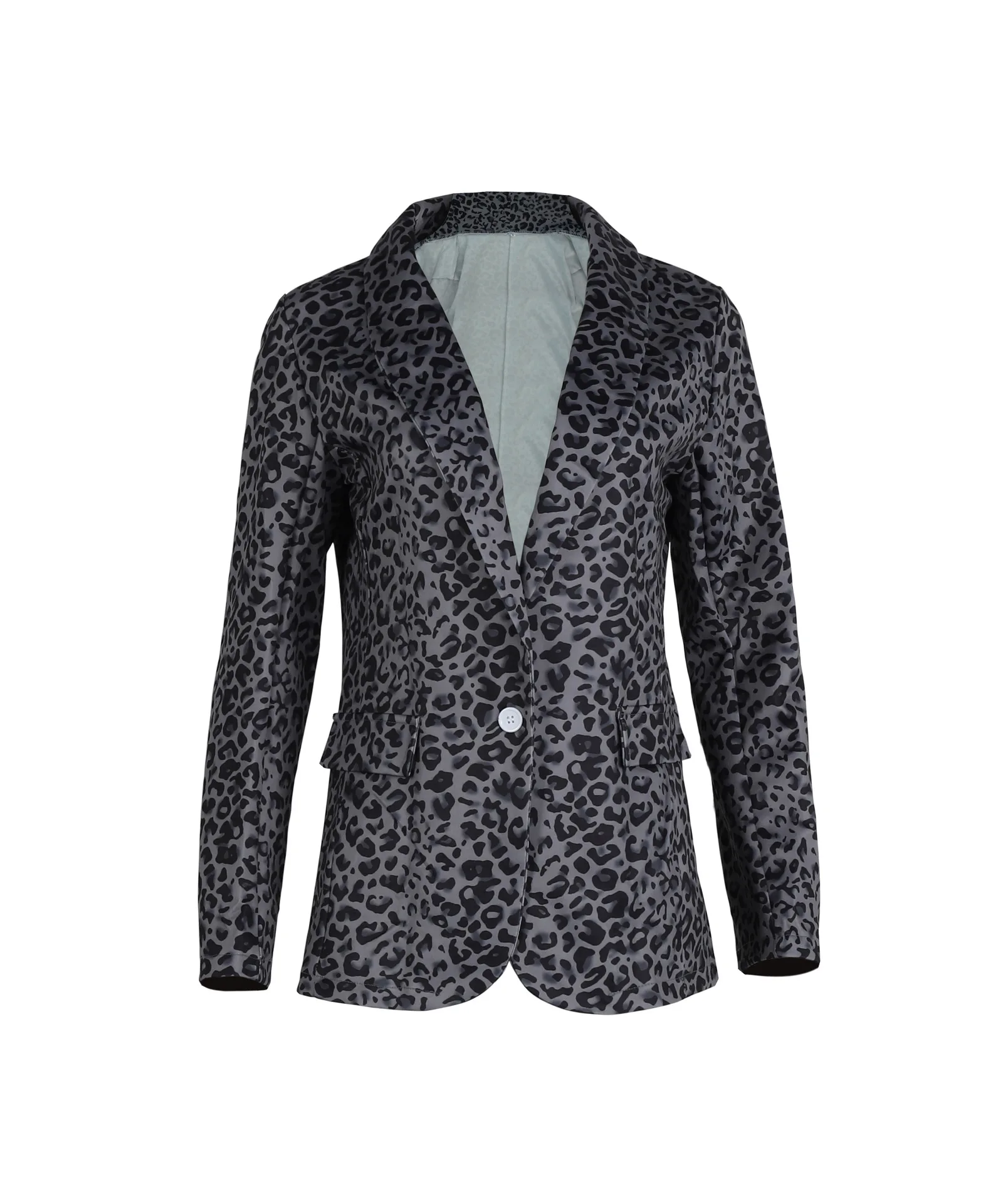 Women's Fashion Lapel Suit Jacket Leopard Cardigan Blazer Office Lady Business Formal Suit Coat Autumn Long Sleeve Slim Jackets