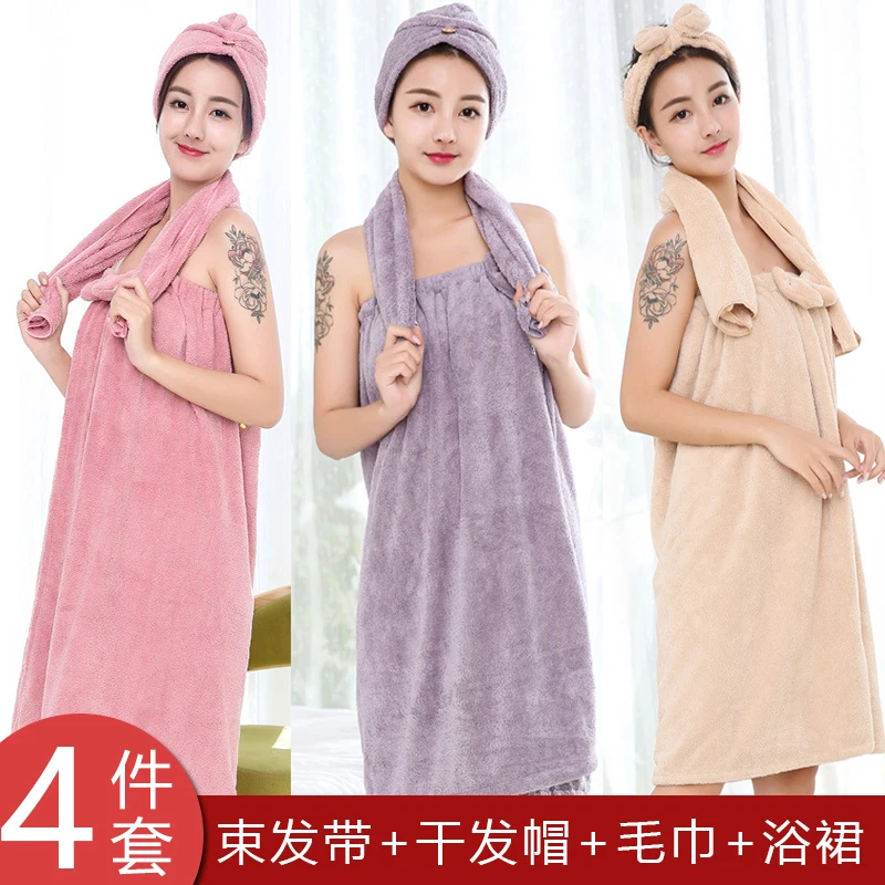 Пригодный для носки и обертываемый банный костюм из юбки шапки сушки волос двух
