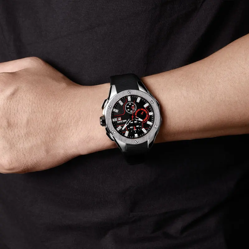 2019 MEGIR высококачественные мужские спортивные часы хронограф силиконовый ремешок