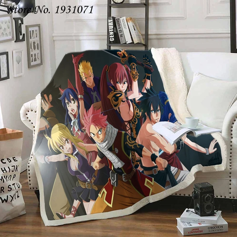 Anime FAIRY TAIL 3D Printed Fleece Blanket for Beds Thick Quilt Fashion Bedspread Sherpa Throw Adults Kids 02 | Дом и сад