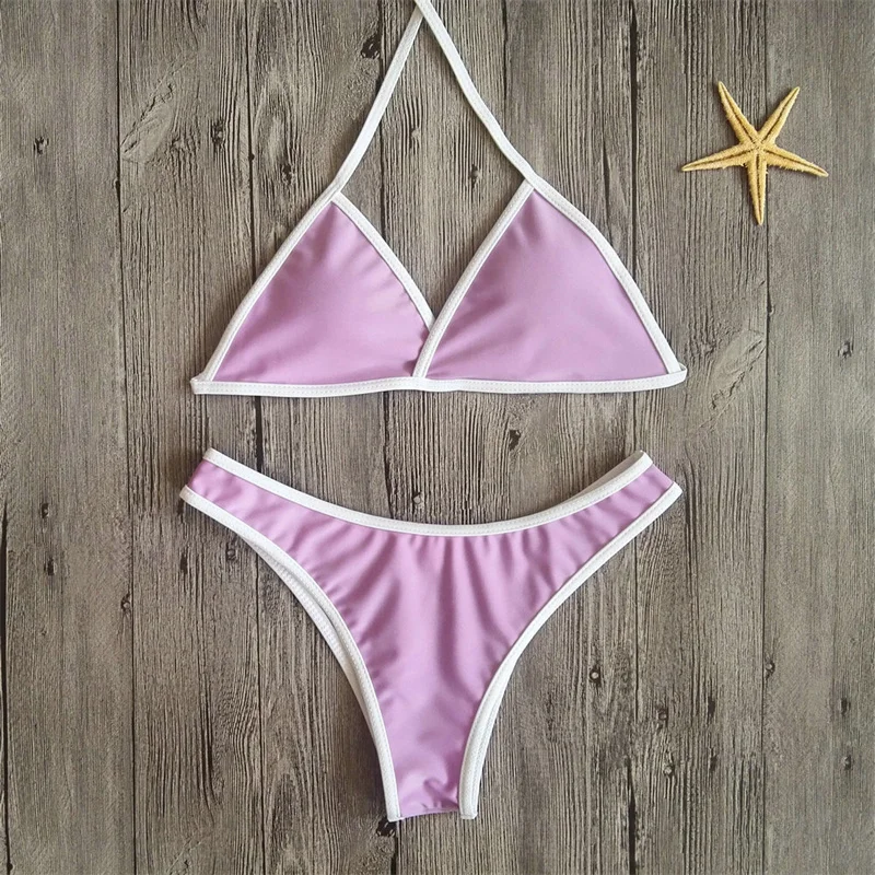 

Vamos Todos 21 Summer Girls Basic Bathing Suit Women Swimsuit 2 Pieces Solid Mini Bikini Set Sexy Micro Swimwear Beach Swiming