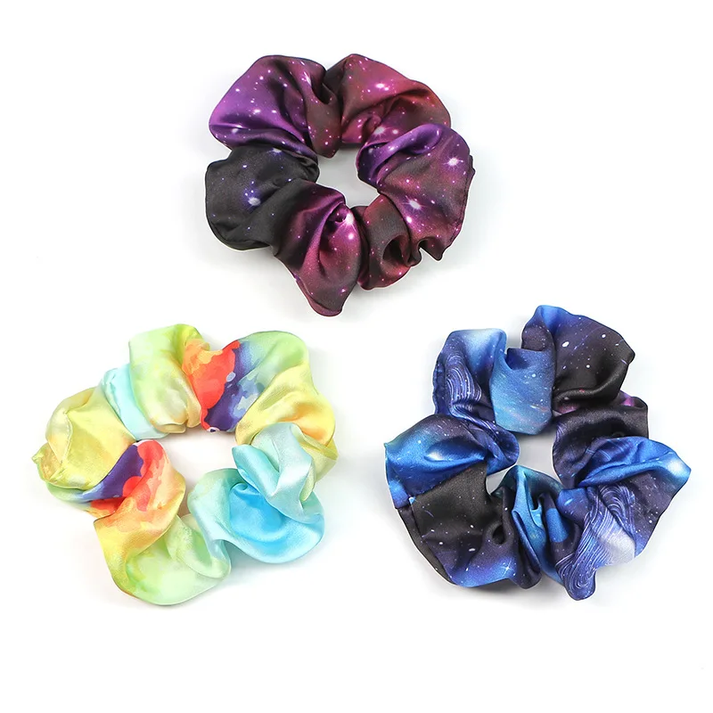 Universe Galaxy напечатанные резинки для волос 3 шт./партия Женские Звездные уникальные