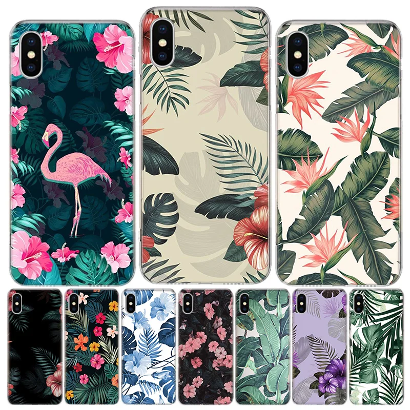 Чехол для телефона с тропическим рисунком банановых листьев iphone 12 MIni 11Pro MAX XS 8 7 6 6S