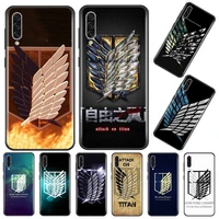 anime attack on titan logo phone case for samsung a20 a30 30s a40 a7 2018 j2 j7 prime j4 plus s5 note 9 10 plus