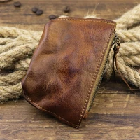 retro fashion luxury natural genuine leather mens and womens coin purse minimalist luxury fold cowhide coin pocket