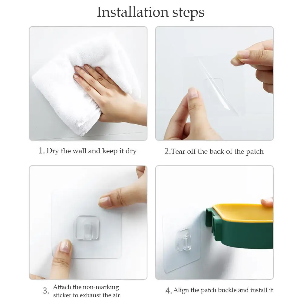 

Wall Mounted Soap Box Self Adhesive Dishes Soap Sucker Dish No Drilling Storage Rack Shelf Drain Bathroom Holder