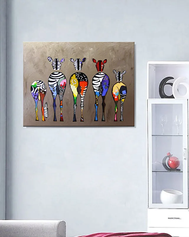 

Large Size Hand Painted Oil Painting On Canvas Cute Cartoon Animals Modern Home Decor Abstract Wall Art Picture For Living Room