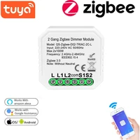 zigbee 2 gang mini wifi smart switch no neutral smart dimmer switch automation module tuya wireless control with alexa google