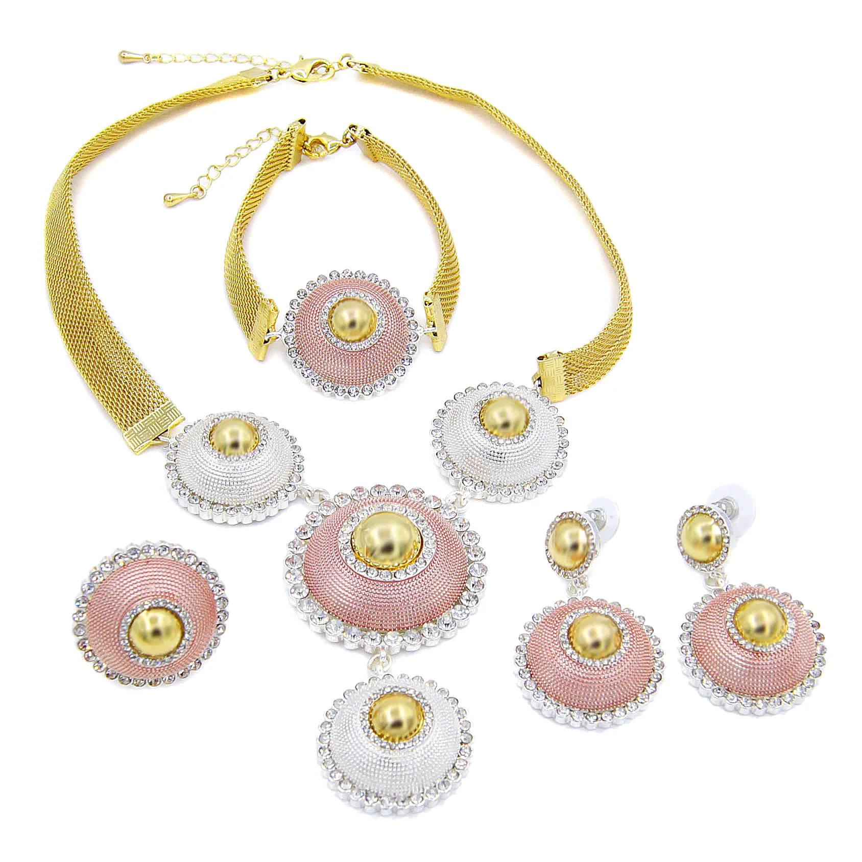 Yulaili модное Золотое триколор ожерелье серьги браслет кольцо для женщин вечерние