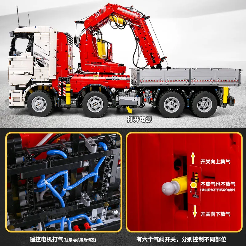 

19002 Car The MOC-8800 App Motorized Pneumatic Crane Truck Building Blocks Assembly Car Model Christmas Gift