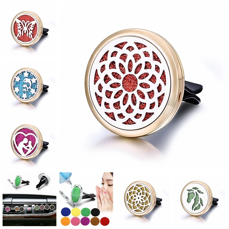 

Refillable Car Air Freshener Smell Perfume Diffuser Clip Auto Vent Essential Oil Stainless Steel Locket Interior Accessories
