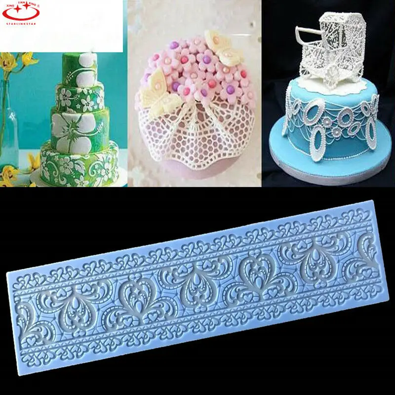 

Clay Molds Silicone Fondant Lace Mould Embosser Mat Cake Mold Decorating Tool