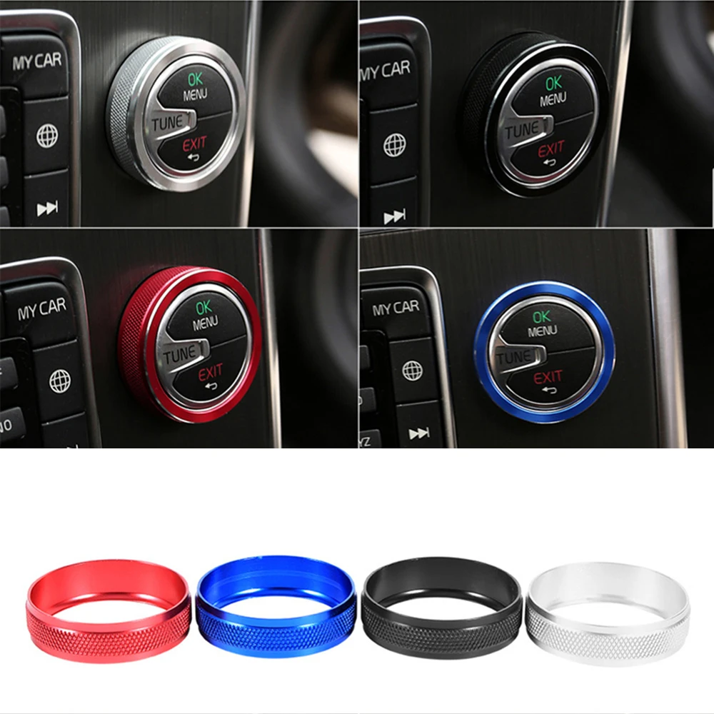4ps Aluminum Alloy Car Air Conditioning Volume Switch Knob Decorative Ring Stickers for Volvo S60 V60 XC60 S80 V40 Accessories