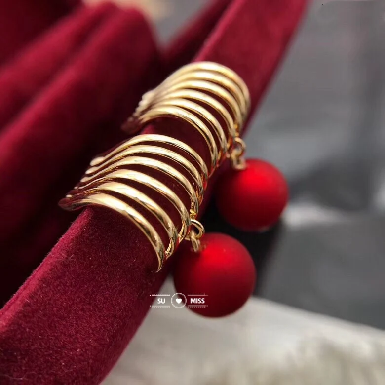 Unique Design New Year Red Simulated Pearl Dangle Earring For Women Charm Wedding Jewelry Party Drop | Украшения и аксессуары