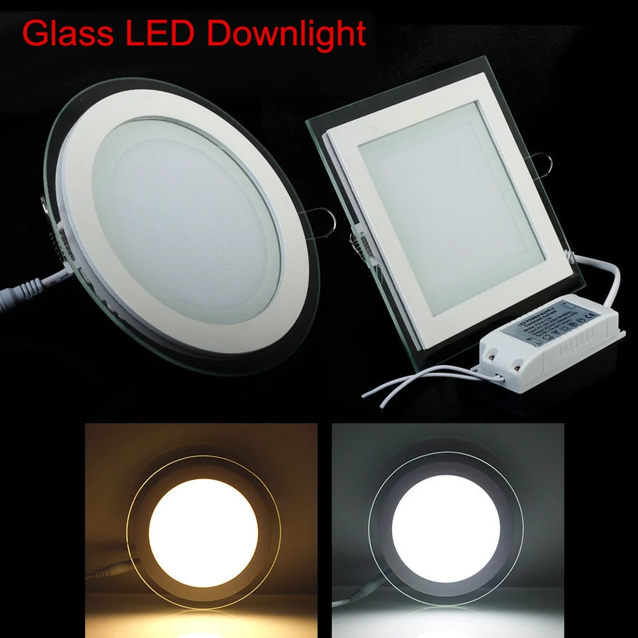 6W Square Glass LED Downlight Recessed LED Panel Light Spot Ceiling Down Light Warm/Natural/Cold White/3 Color