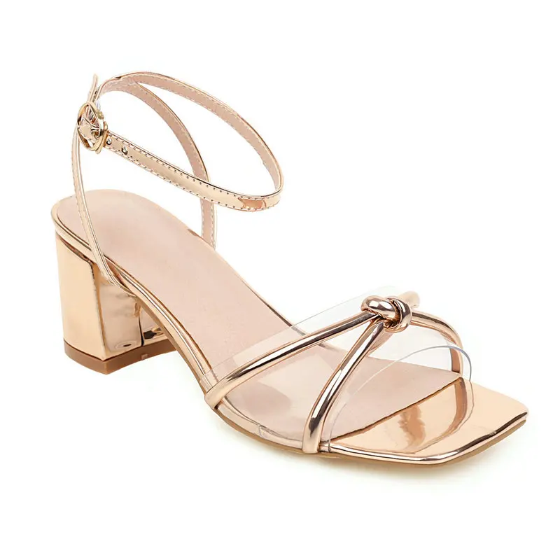 Женские летние модные модельные туфли Босоножки с пряжкой и открытым квадратным