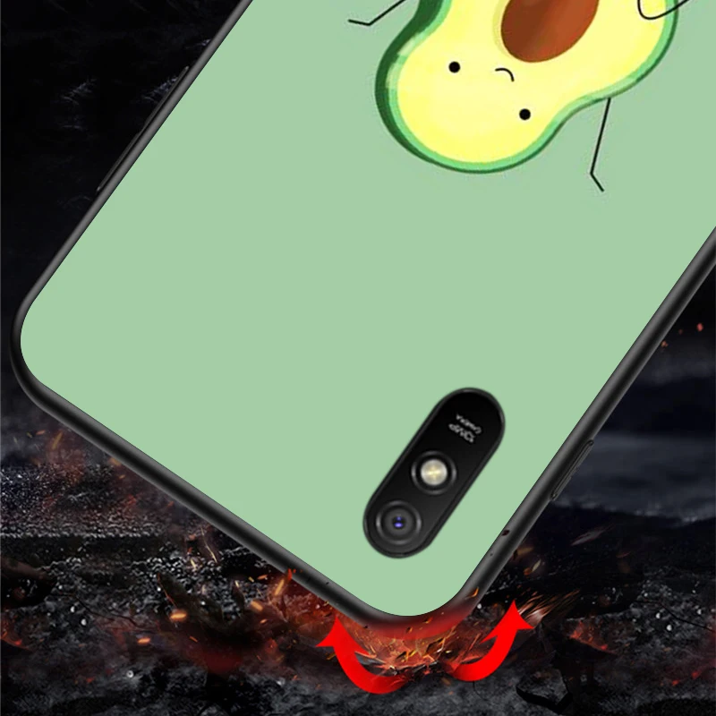 

Cute Cartoon Avocado For Xiaomi Redmi 10X Pro 5G 9C 9A 9 GO K20 8A 8 7A 7 S2 6A 6 5 5A 4X Pro Bright Black Phone Case