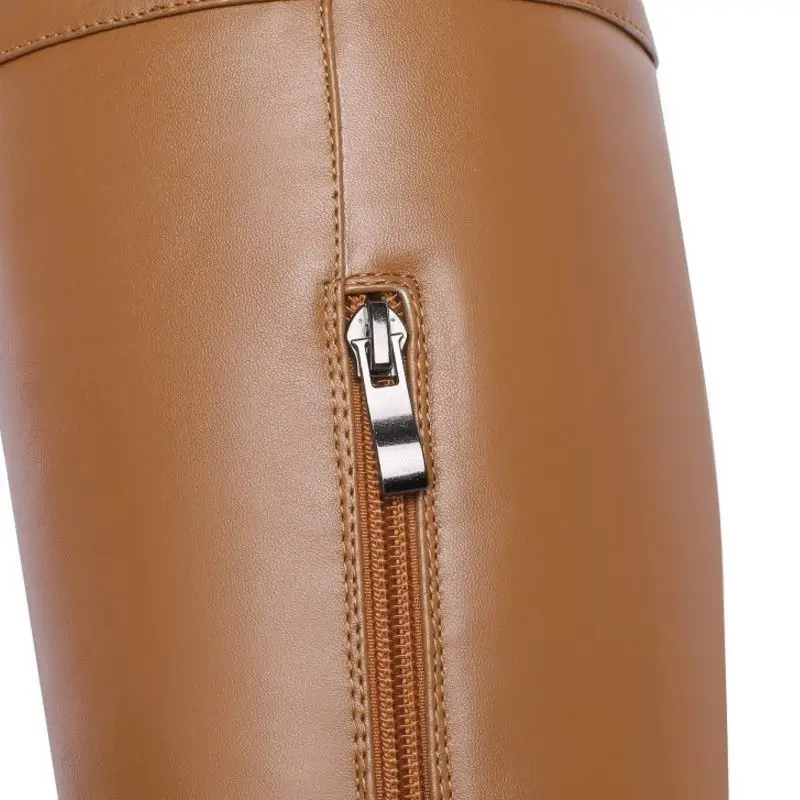 Женские офисные ботфорты Taoffen теплые высокие сапоги размеров 34-43 из натуральной