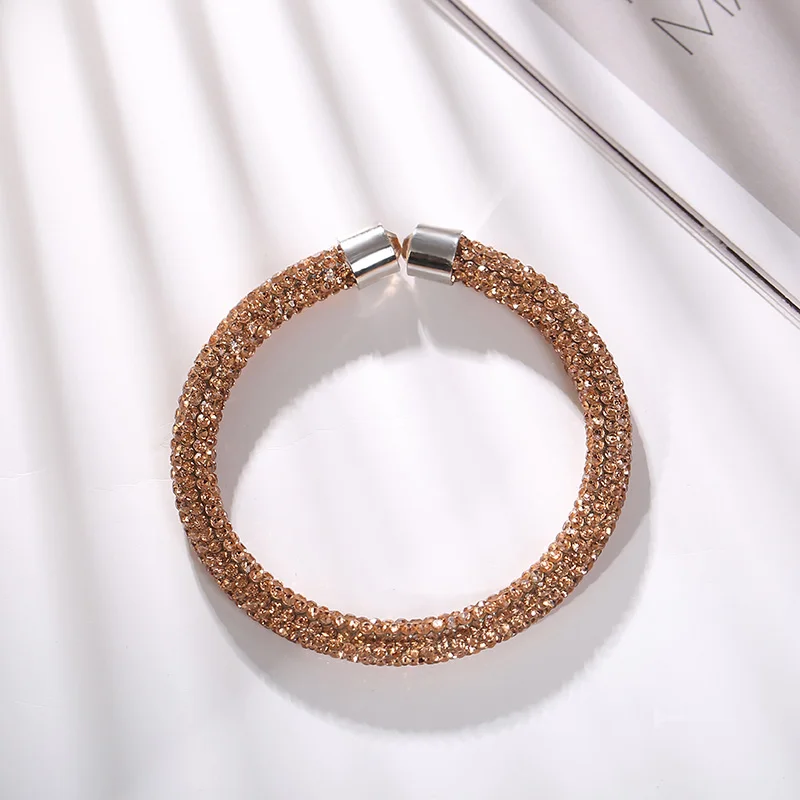 Rose Gold MAIKALE Прекрасный австрийский браслет-кафф с кристаллами красочные блестящие стразы браслеты Открытые Браслеты для женщин очаровательные подарочные украшения - Окраска металла: Rose Gold