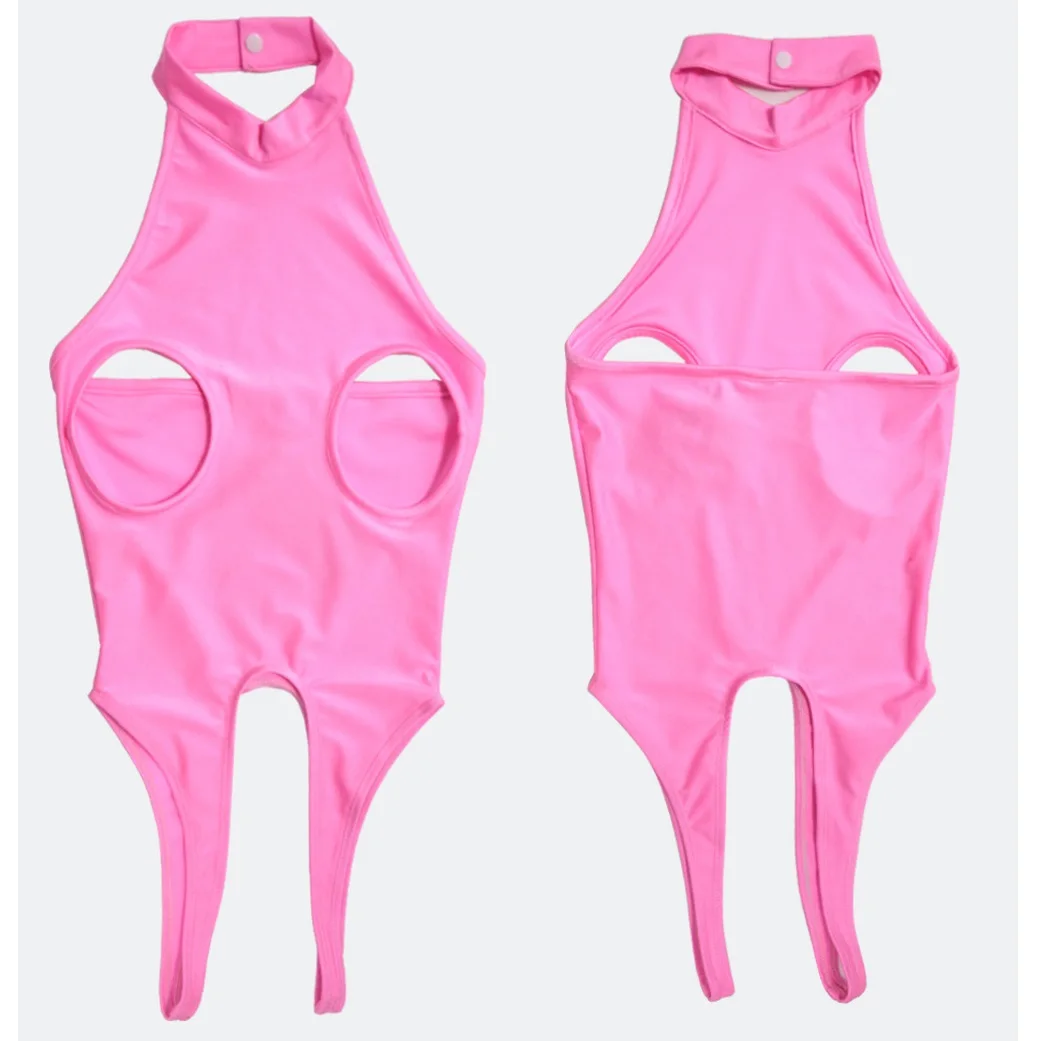 Женский слитный купальник с вырезами на шее открытой спиной |