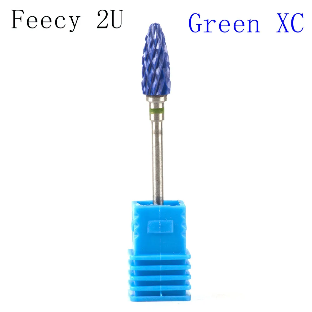 Feecy 2U Green XC Фрезерные керамические фрезы для ногтей, фрезы для маникюра, аксессуары для маникюрных станков, вращающиеся электрические пилки для ногтей, инструменты для дизайна ногтей - Цвет: Feecy 2U Green XC