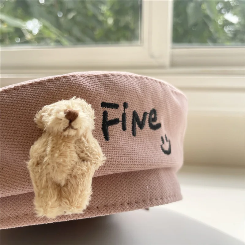 New Children Berets Hats Autumn Winter Girls Beanies Plush Bear Accessories Kids Baby Cap Cotton Toddler Party Hat 2-6 Years | Детская