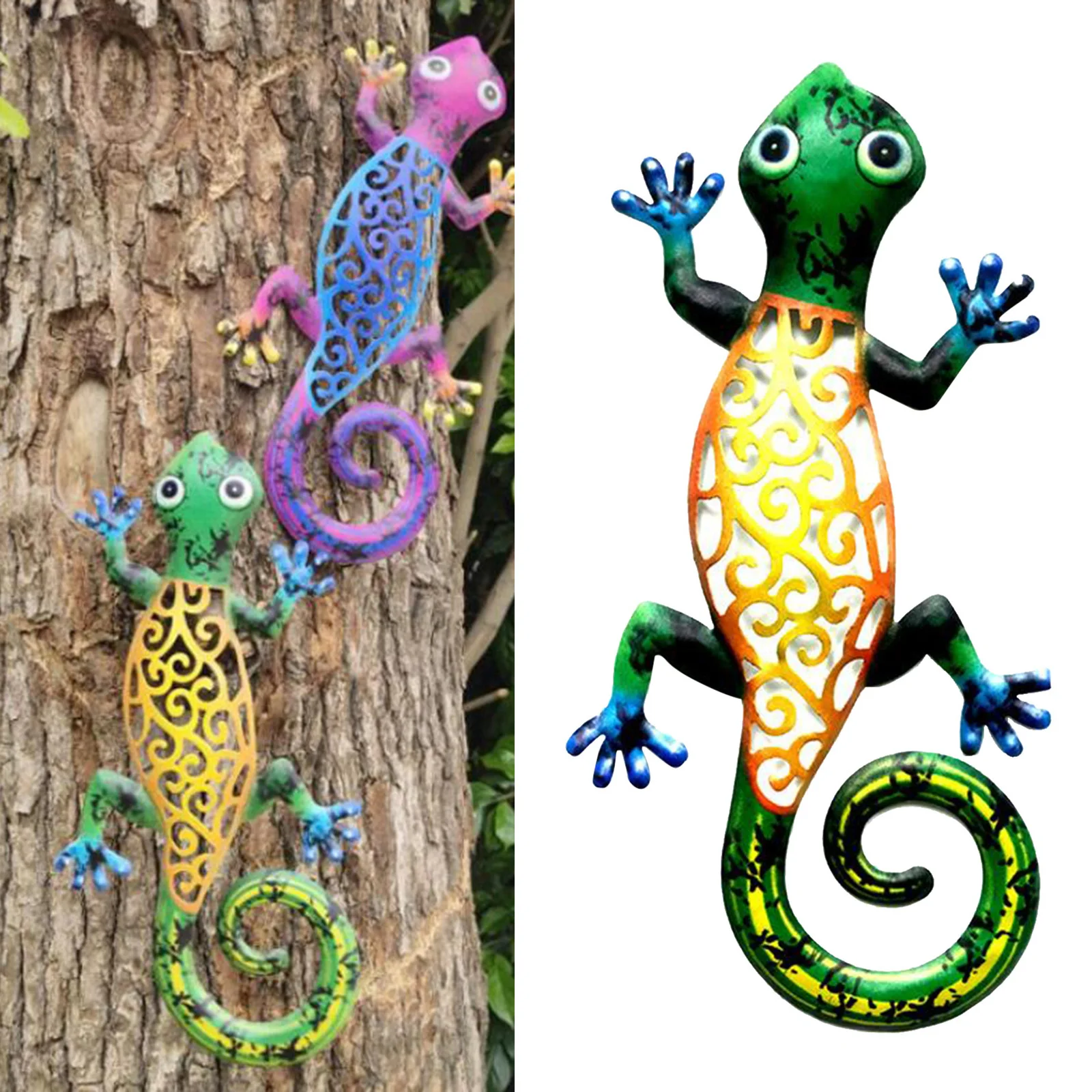 Железные художественные украшения Gecko наружная металлическая ящерица