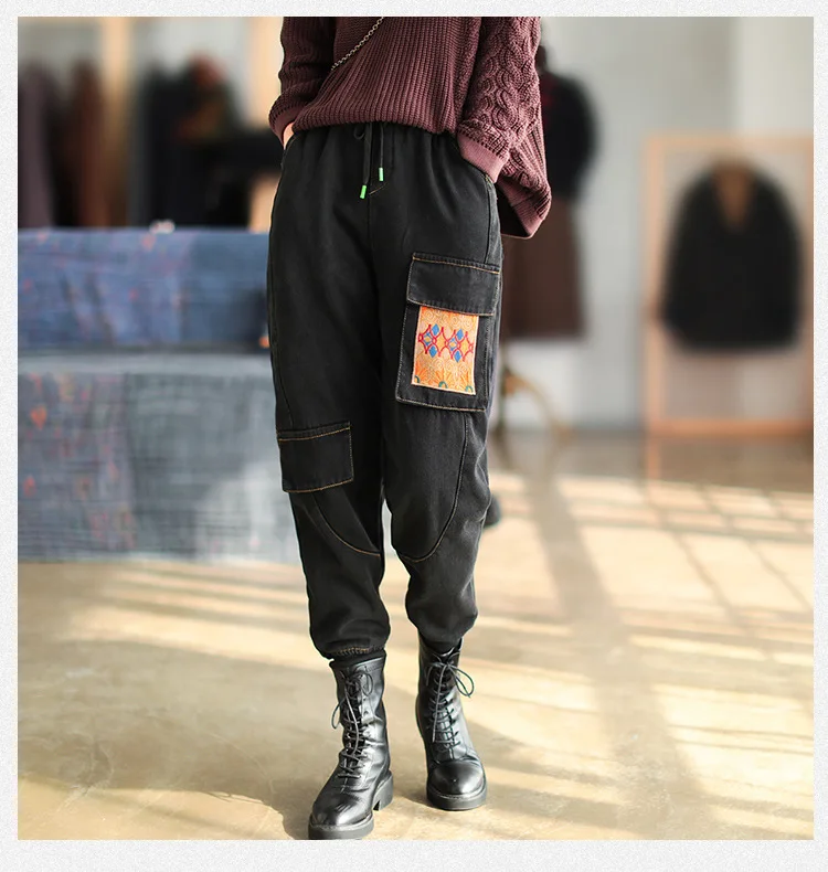 

European Luxury New Designer Ladies Vintage Casual Jeans Womens Elastic Gothic Denim Pants Printed Oversized Trousers